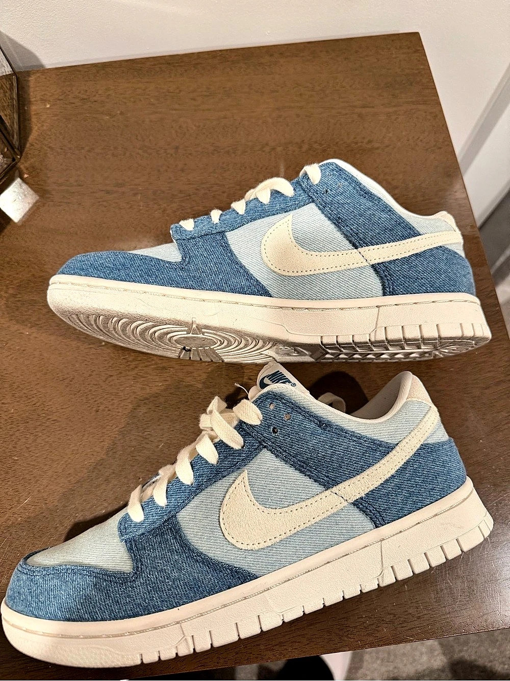 Nike Dunk Low Washed Denim Blue & White Sneakers - like new